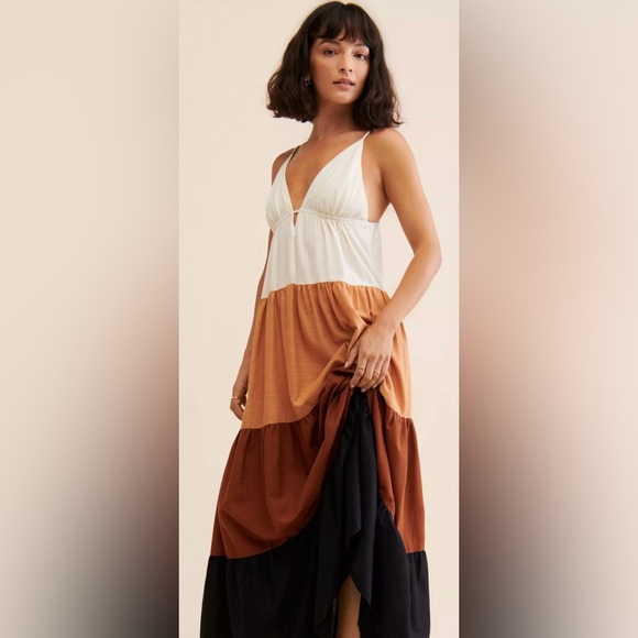 Anthropologie Dresses & Skirts - Anthropologie Tiered Maxi Dress in Cream, Tan, Brown, Black